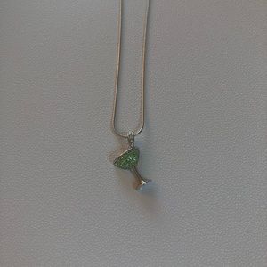 Lia Sophia Green Martini Glass Necklace w Crystals